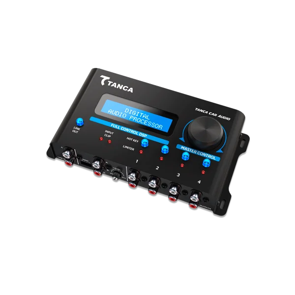Hero Banner Processador Automotivo, 4 Canais, Tanca car Áudio - vista lateral.